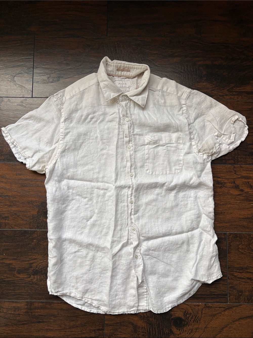 Porter & Ash Men's white Short-Sleeve Linen Button-Up Shirt
